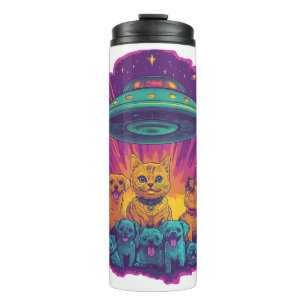 Katzen-Entführungskommando � Lustiger Alien-Kitty- Thermosbecher