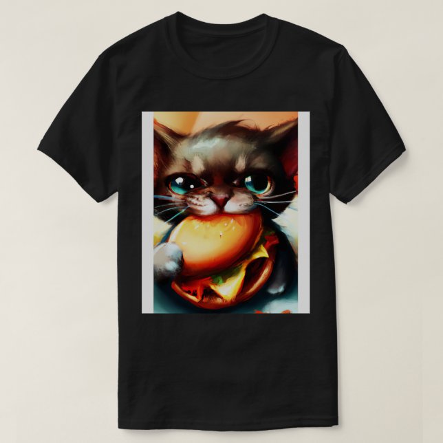 Katzen essen Burger T-Shirt (Design vorne)