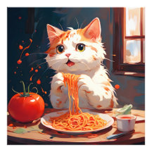 Katzen essen Spaghetti