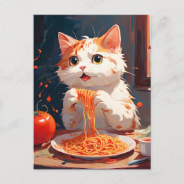 Katzen essen Spaghetti Postkarte