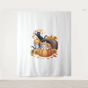 Katzen fallen Herbstpumpen Erntedank Sonnenblume O Wandteppich
