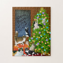 Katzen-Familien-Weihnachtspuzzlespiel