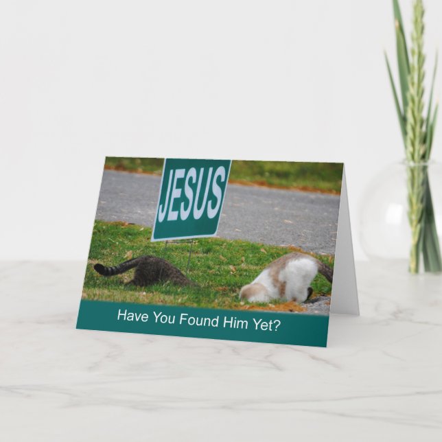 Katzen fanden Jesus Funny Card Karte (Vorderseite)