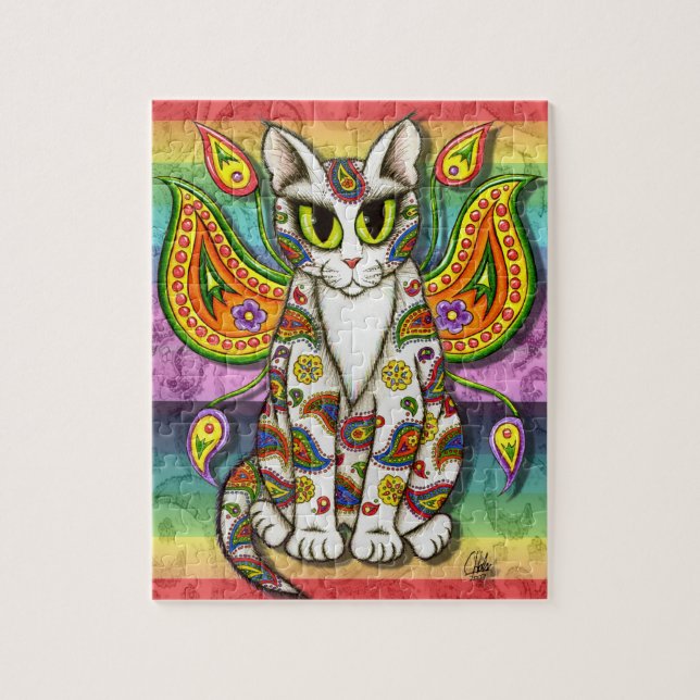 Katzen-Fantasie-Kunst-Puzzlespiel (Vertikal)