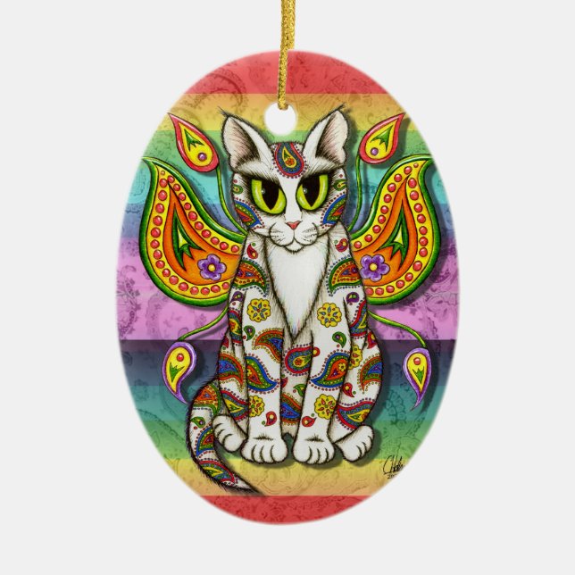 Katzen-Fantasie-Kunst-Verzierung Keramikornament (Vorne)