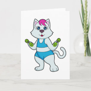 Katzen Fitness Hantel Karte