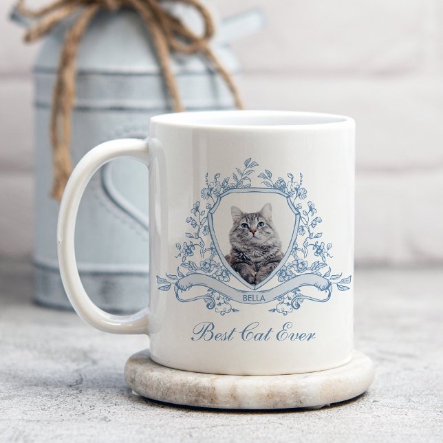 Katzen-Foto in einem Chinoiserie-Wappen | Beste Ka Kaffeetasse (Von Creator hochgeladen)