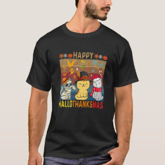 Katzen Frohe HalloDankMas Erntedankfest Weihnachte T-Shirt