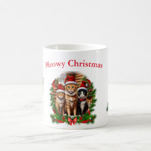Katzen frohe Weihnachten Tiere Kaffeetasse