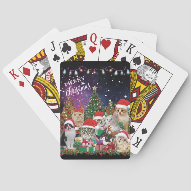 Katzen Frohe Weihnachts-Lichtspielkarten Spielkarten (Rückseite)