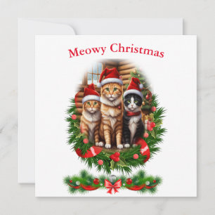 Katzen Frohe Weihnachtsfeiertage Tiere Einladung