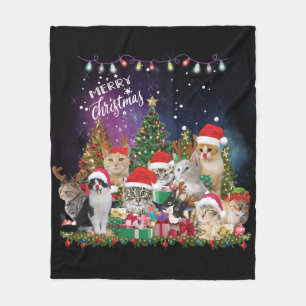 Katzen Frohe Weihnachtslicht Fleecedecke