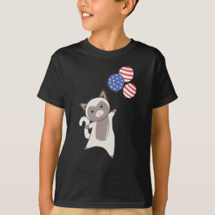 Katzen Funny Cat 4. Juli Amerikanische Flagge T-Shirt