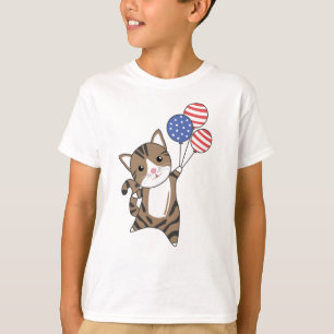 Katzen Funny Cat 4. Juli Amerikanische Flagge T-Shirt