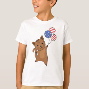 Katzen Funny Cat 4. Juli Amerikanische Flagge T-Shirt