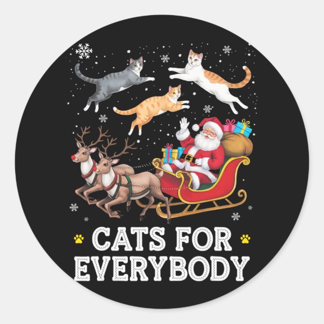 Katzen für alle Weihnachten Funny Weihnachten Weih Runder Aufkleber (Vorderseite)