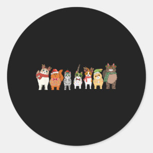 Katzen für alle Weihnachten Katze Funny Xmas Fraue Runder Aufkleber
