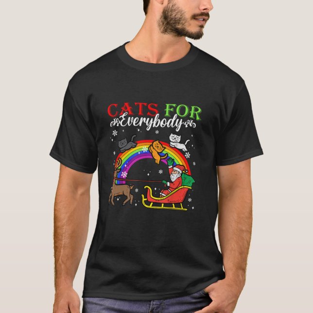 Katzen für alle Weihnachten Katze Funny Xmas Fraue T-Shirt (Vorderseite)