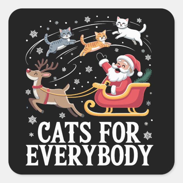 Katzen für alle Weihnachten Katze Weihnachten Weih Quadratischer Aufkleber (Vorderseite)