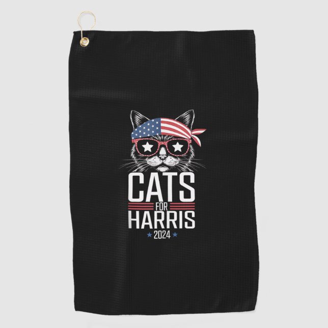 Katzen für Harris 2024 - Kamala Harris für Präside Golfhandtuch (Vorderseite)