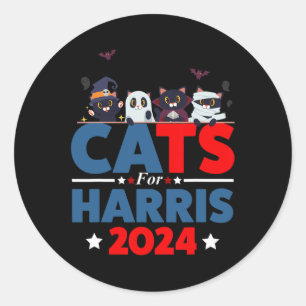 Katzen für Harris 2024 - Kamala Harris Halloween M Runder Aufkleber