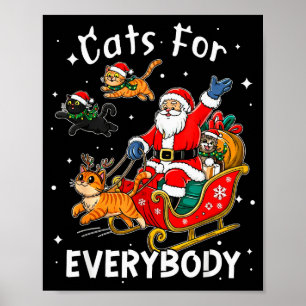Katzen für jeden Santa Weihnachten Lustige Katze X Poster