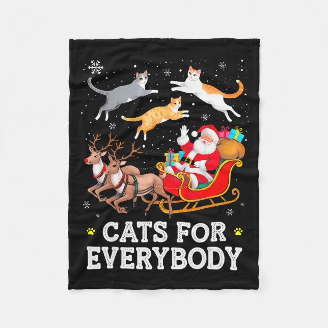Katzen für jedermann Weihnachtskatze Lustiges Xmas Fleecedecke (Vorderseite)