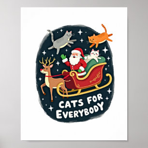 Katzen für jedermann Weihnachtskatze Lustiges Xmas Poster