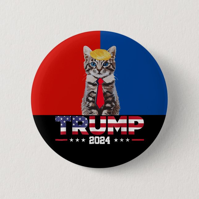 Katzen für Trump 2024 | Vance Trump Red Blue Button (Vorderseite)