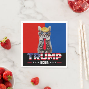 Katzen für Trump 2024   Vance Trump Red Blue Serviette