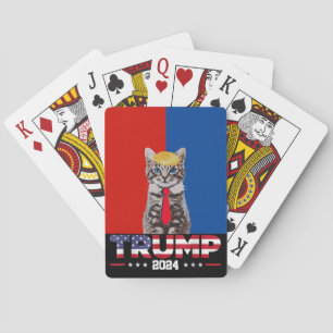 Katzen für Trump 2024   Vance Trump Red Blue Spielkarten