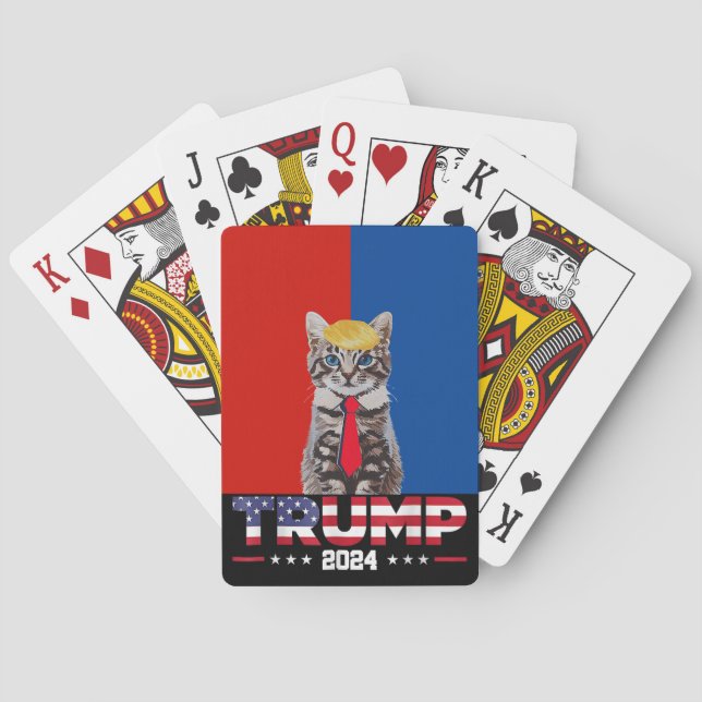 Katzen für Trump 2024 | Vance Trump Red Blue Spielkarten (Rückseite)