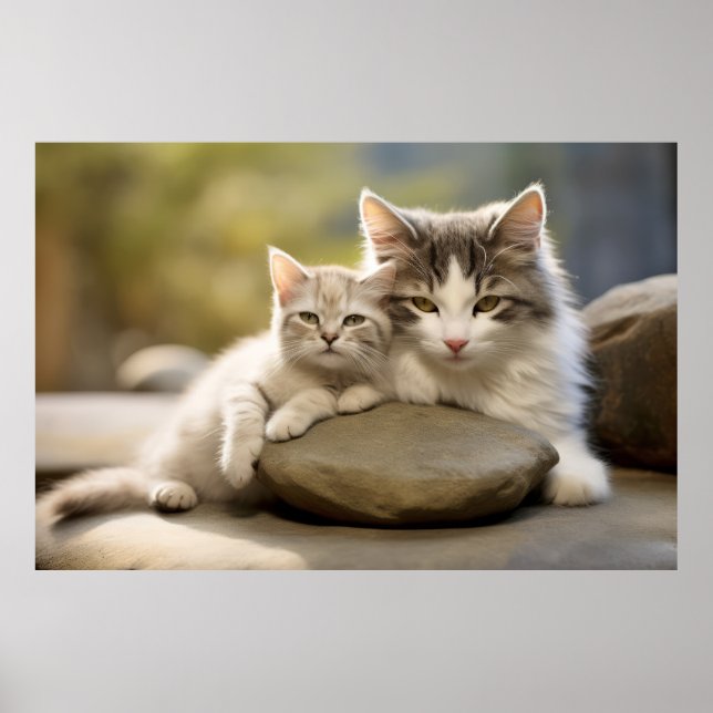 Katzen Furry Pet Tier Ruhe Friedlich Poster (Vorne)