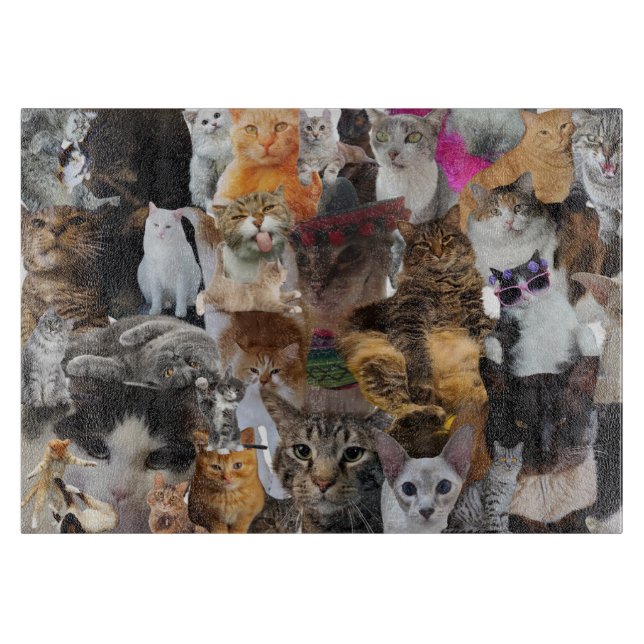 Katzen Galore, großes Glas Schneidebrett (Vorderseite)