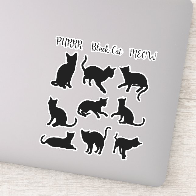 Katzen Galore - Schwarze Katze - Sammlung von Aufk Aufkleber (Detail)