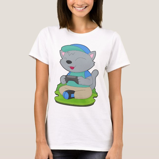 Katzen-Gamer-Controller T-Shirt (Vorderseite)