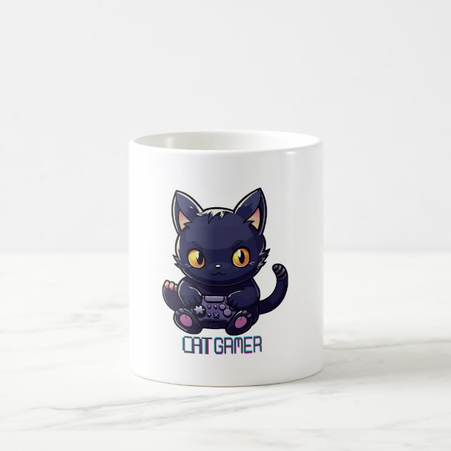 Katzen-Gamer Kaffeetasse (Mittel)