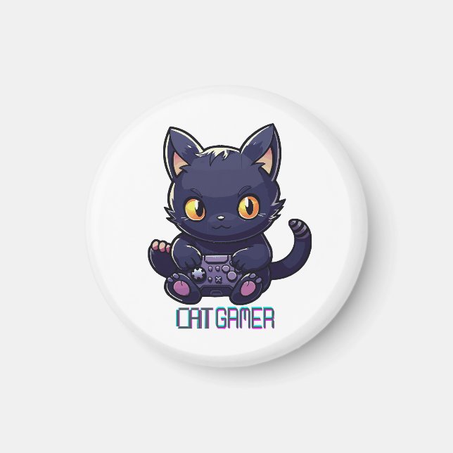 Katzen-Gamer Magnet (Vorne)