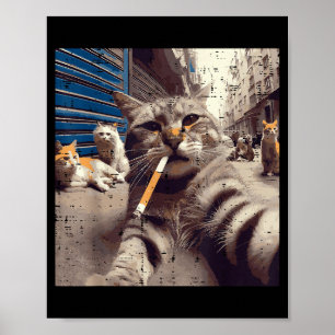Katzen-Gangster-Straßenkatzen-Selfie-Lustiges-Meme Poster