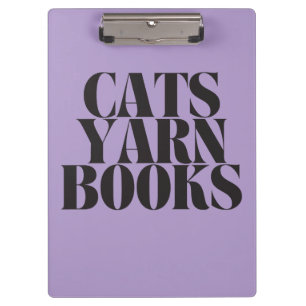 Katzen Garn Bücher Lila Hintergrund Geschenk Klemmbrett