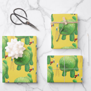 Katzen Gärtner Grüne Topiarische Tiere Surreal Geschenkpapier Set