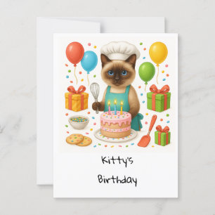 Katzen-Geburtstagsfeier mit Kuchen Postkarte