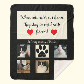 Katzen-Gedenk-Decke 5 Foto mit Gedicht Fleece Sherpadecke