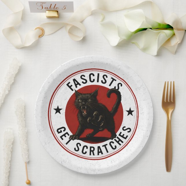 Katzen gegen Faschisten Pappteller (Hochzeit)