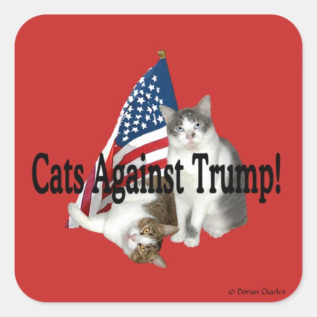 "Katzen gegen Trump"-Aufkleber Quadratischer Aufkleber (Vorderseite)