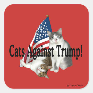 "Katzen gegen Trump"-Aufkleber Quadratischer Aufkleber