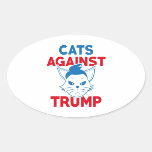 Katzen gegen Trump Ovaler Aufkleber