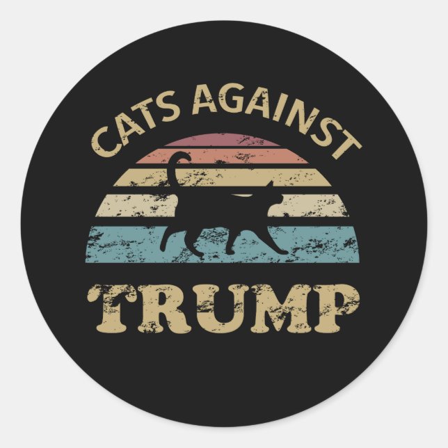 Katzen gegen Trump Runder Aufkleber (Vorderseite)