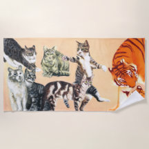 Katzen gehen zum Strand Strandtuch