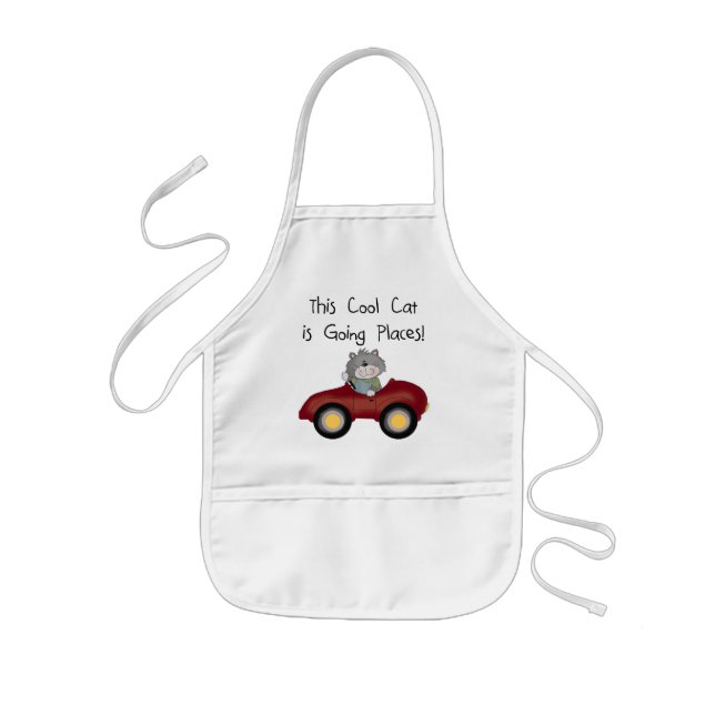 Katzen-gehende Platz-rote Auto-T-Shirts und Gesche Kinderschürze (Vorne)